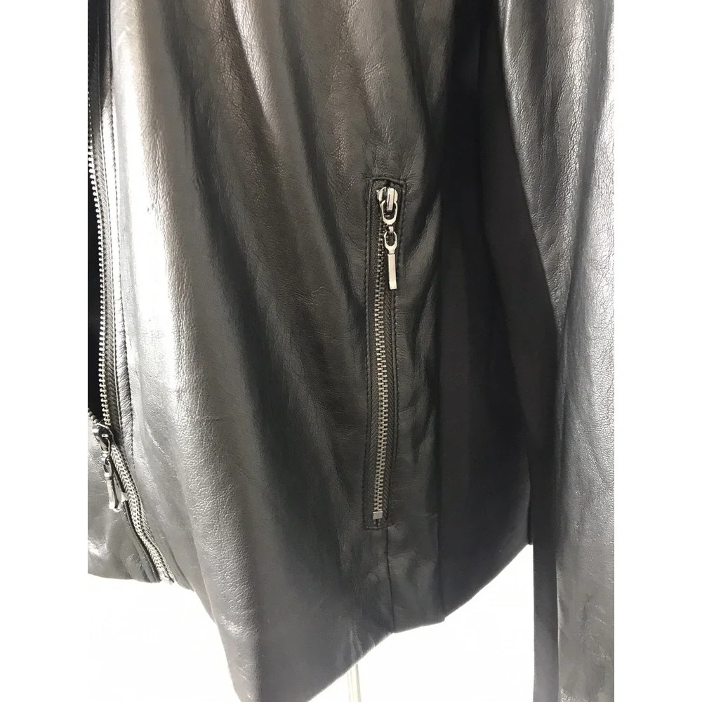 Chicos Jacket Womens Extra Large 3 Black Faux Leather Vegan Asymmetrical Moto